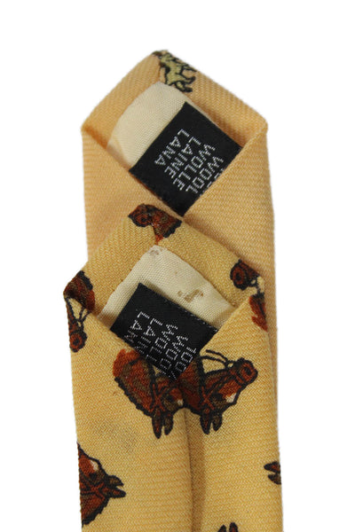 Trevelpan Mens Horse Print Silk Necktie Yellow Set of 2