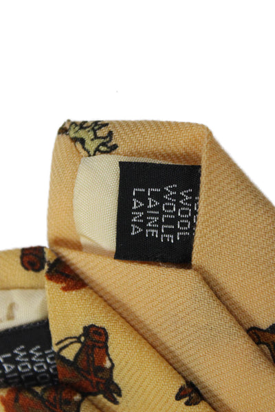 Trevelpan Mens Horse Print Silk Necktie Yellow Set of 2
