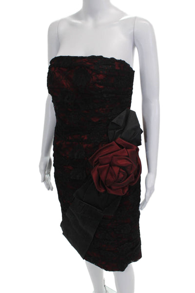 Lillie Rubin Womens Strapless Black Lace Sheath Dress Floral Short Size 10