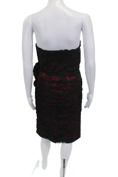 Lillie Rubin Womens Strapless Black Lace Sheath Dress Floral Short Size 10