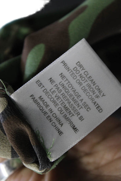 Equipment Femme Women Silk Camo Button-Up Long Sleeve Top Green Size XS