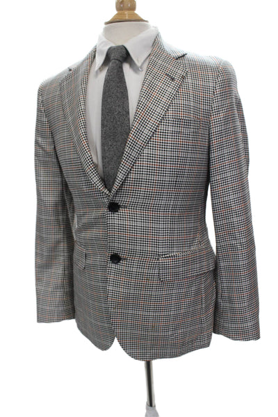 Max Mara Mens Multicolor Wool Check Blazer Size 36