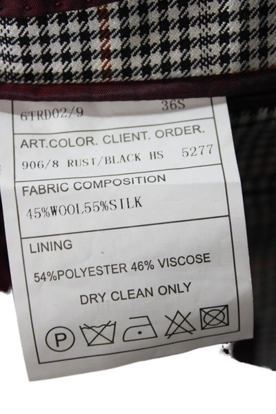 Max Mara Mens Multicolor Wool Check Blazer Size 36
