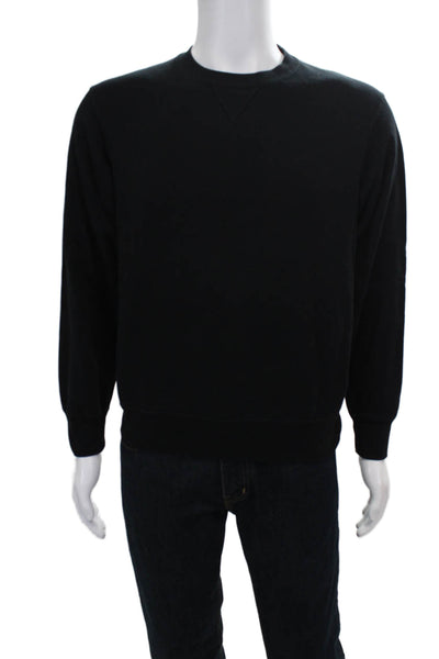 Uniqlo Mens Pullover Sweatshirt Black Cotton Crew Neck Long Sleeve Size S