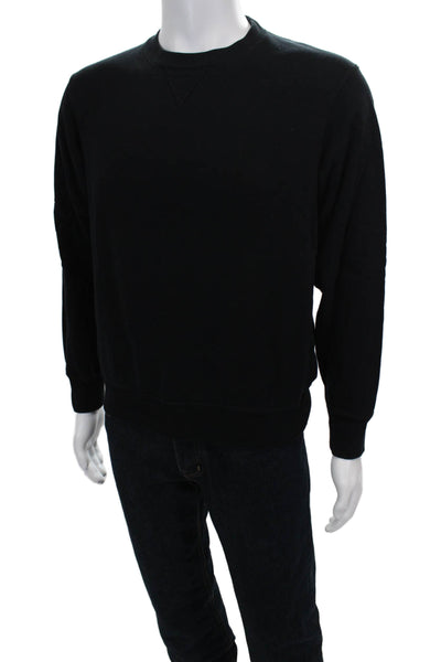 Uniqlo Mens Pullover Sweatshirt Black Cotton Crew Neck Long Sleeve Size S
