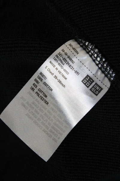 Uniqlo Mens Pullover Sweatshirt Black Cotton Crew Neck Long Sleeve Size S