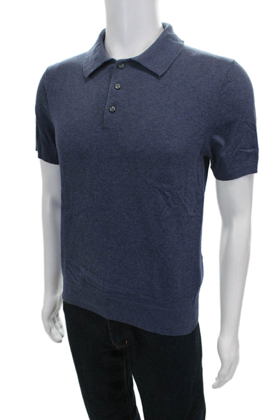 J Crew Mens Short Sleeve Collared Knit Polo Shirt Blue Size Small