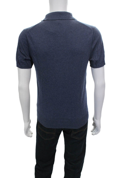 J Crew Mens Short Sleeve Collared Knit Polo Shirt Blue Size Small