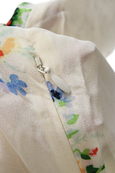Madewell Womens Floral Silk V Neck Short Sleeve Blouse Zip Size 4P