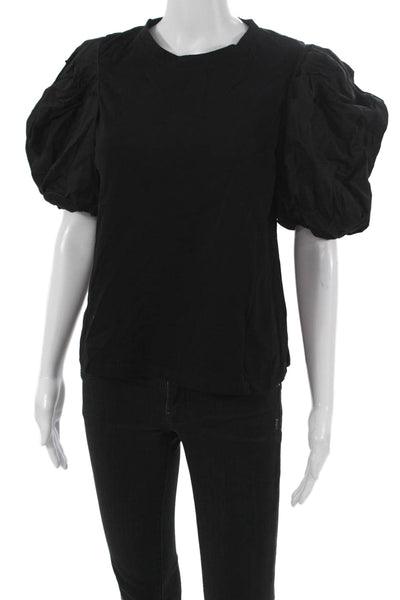 English Factory Womens Basic T-Shirt Black Cotton Crew Neck Short Sleeve Size S