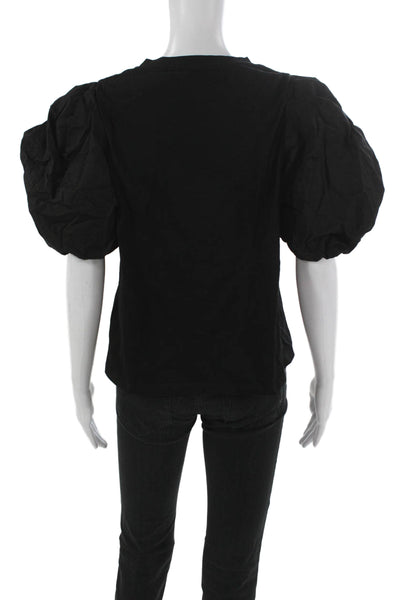 English Factory Womens Basic T-Shirt Black Cotton Crew Neck Short Sleeve Size S