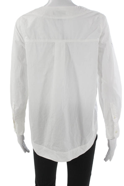 J Crew Women White V-Neck Cotton Tunic Long Sleeve Size PS