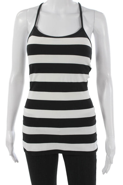 Lululemon Women Striped Scoop Neck Sleeveless Tank Black Polyester Blend Size 4