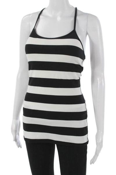 Lululemon Women Striped Scoop Neck Sleeveless Tank Black Polyester Blend Size 4