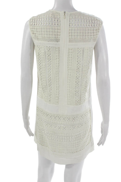 J Crew Womens Shift Dress White Cotton Sleeveless Knee Length Zip Size PS