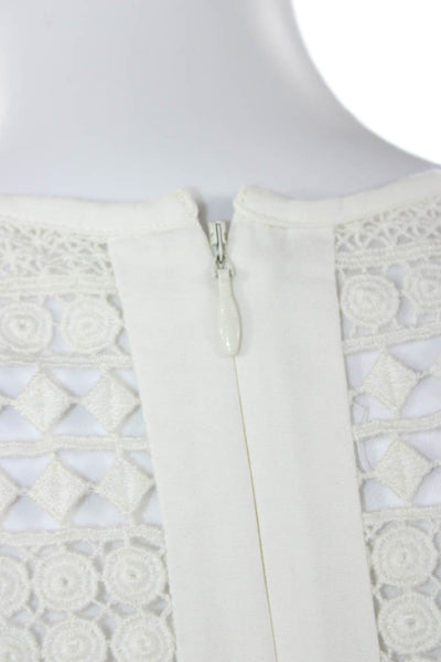 J Crew Womens Shift Dress White Cotton Sleeveless Knee Length Zip Size PS