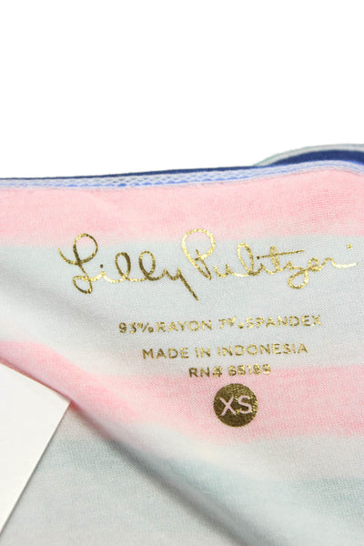 Lilly Pulitzer Women Striped Boat Neck 3/4 Sleeve Short Rayon Dress Size XS