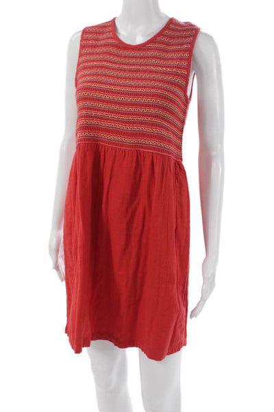 dRA Los Angeles Womens Red Striped Cotton Tank Dress Sleeveless Size PS