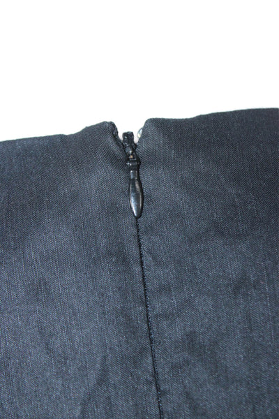 J Crew Womens Black Linen Mini Short Sleeve Dress Round Neck Button Size 2