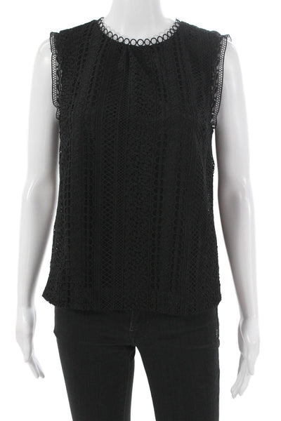 J Crew Womens Black Sleeveless Round Neck Polyester Blouse Button Size 4P