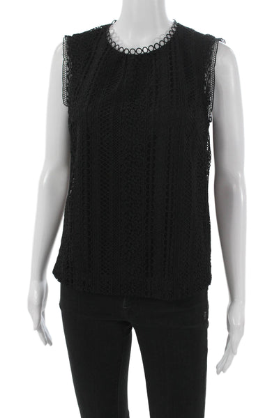 J Crew Womens Black Sleeveless Round Neck Polyester Blouse Button Size 4P