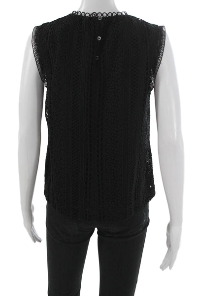 J Crew Womens Black Sleeveless Round Neck Polyester Blouse Button Size 4P