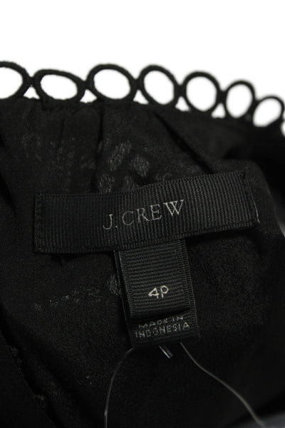 J Crew Womens Black Sleeveless Round Neck Polyester Blouse Button Size 4P