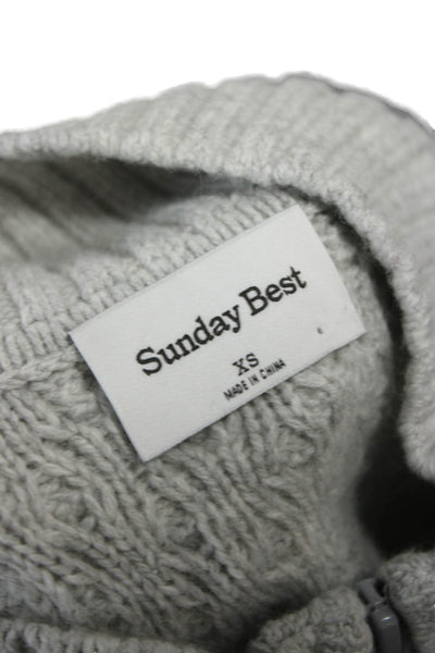 Sunday Best Womens Gray Wool Pullover Sweater Mock Neck Long Sleeve Size XS