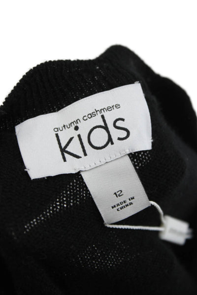 Autumn Cashmere Childrens Girls Long Sleeves Crew Neck Sweater Black Size 12