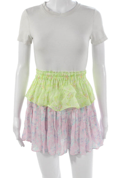 Love Shack Fancy Womens Floral Multicolor Viscose Mini Skirt Pull On Size S