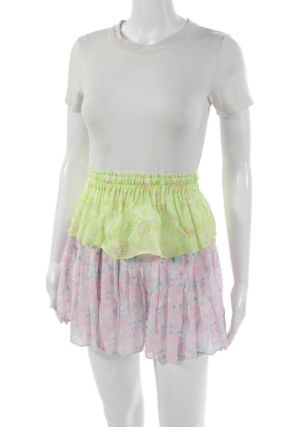 Love Shack Fancy Womens Floral Multicolor Viscose Mini Skirt Pull On Size S