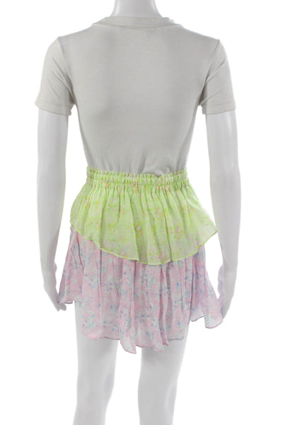Love Shack Fancy Womens Floral Multicolor Viscose Mini Skirt Pull On Size S