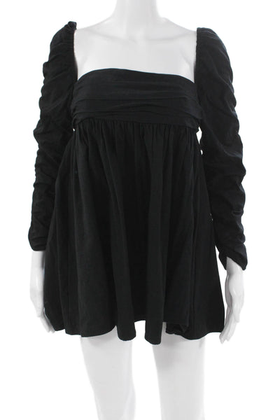 Reformation Women Mini Dress Black Square Neck Long Sleeve Size 0
