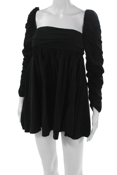 Reformation Women Mini Dress Black Square Neck Long Sleeve Size 0