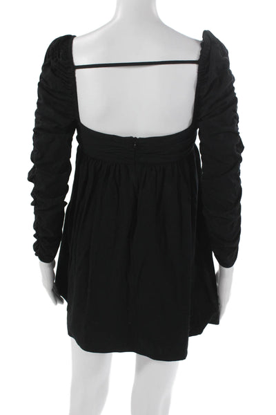 Reformation Women Mini Dress Black Square Neck Long Sleeve Size 0