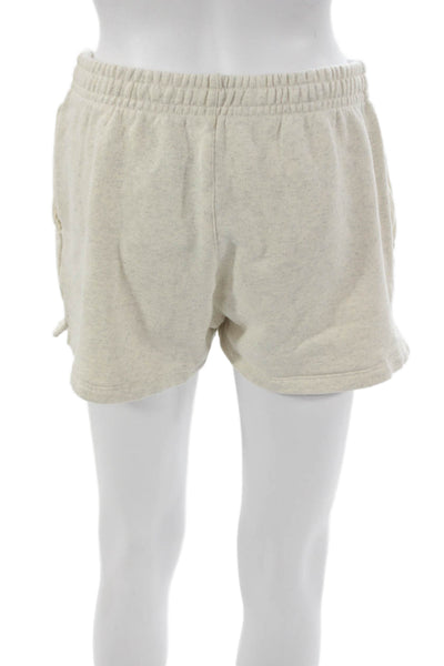 John Galt Women Sweat Shorts Beige Cotton Pull On Solid Size 26