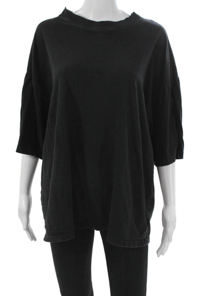 Electric & Rose Womens Basic T-Shirt Black Crew Neck 3/4 Sleeve Cotton Size XL