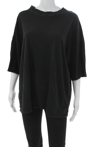 Electric & Rose Womens Basic T-Shirt Black Crew Neck 3/4 Sleeve Cotton Size XL