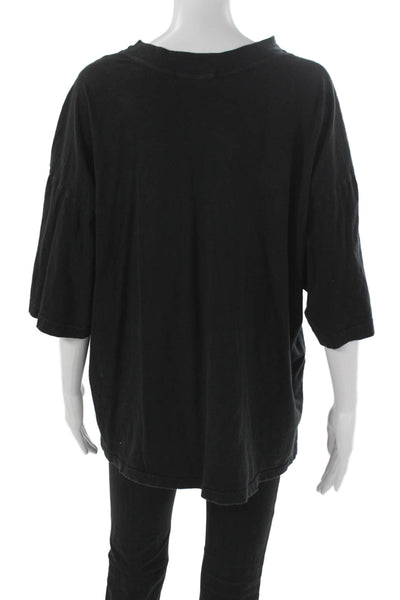 Electric & Rose Womens Basic T-Shirt Black Crew Neck 3/4 Sleeve Cotton Size XL