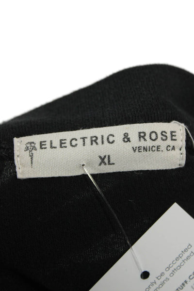 Electric & Rose Womens Basic T-Shirt Black Crew Neck 3/4 Sleeve Cotton Size XL