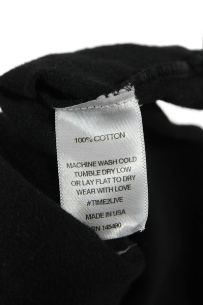 Electric & Rose Womens Basic T-Shirt Black Crew Neck 3/4 Sleeve Cotton Size XL