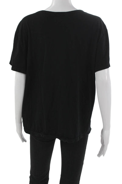 Donni Womens Basic Black Supima Cotton Round Neck Short Sleeve T-Shirt Size XL