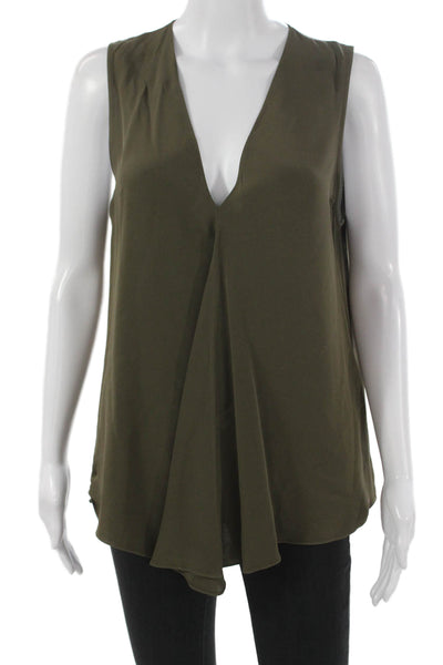 Theory Womens Silk V-Neck Tunic Sleeveless Green Size L