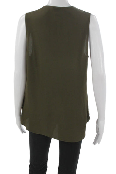 Theory Womens Silk V-Neck Tunic Sleeveless Green Size L