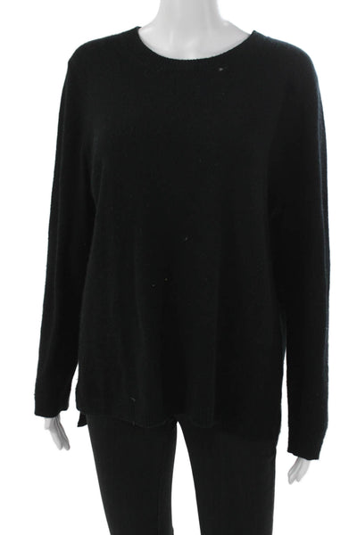 525 Women Cashmere Pullover Sweater Black Crew Neck Long Sleeve Size L