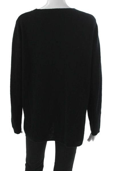 525 Women Cashmere Pullover Sweater Black Crew Neck Long Sleeve Size L