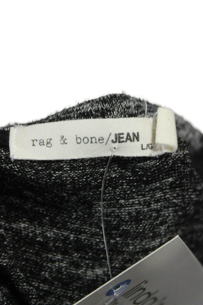 Rag & Bone Jean Womens Tunic T-Shirt Black Rayon Boat Neck Long Sleeve Size L