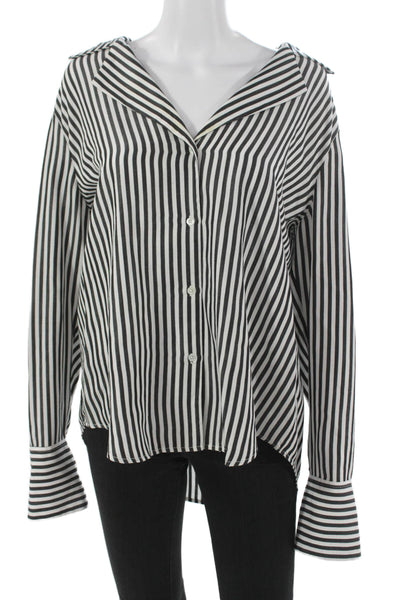 Paige Womens Striped Tencel Collared Button-Up Long Sleeve Basic Size L