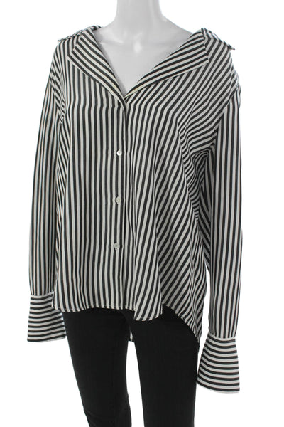 Paige Womens Striped Tencel Collared Button-Up Long Sleeve Basic Size L