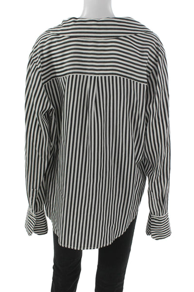 Paige Womens Striped Tencel Collared Button-Up Long Sleeve Basic Size L
